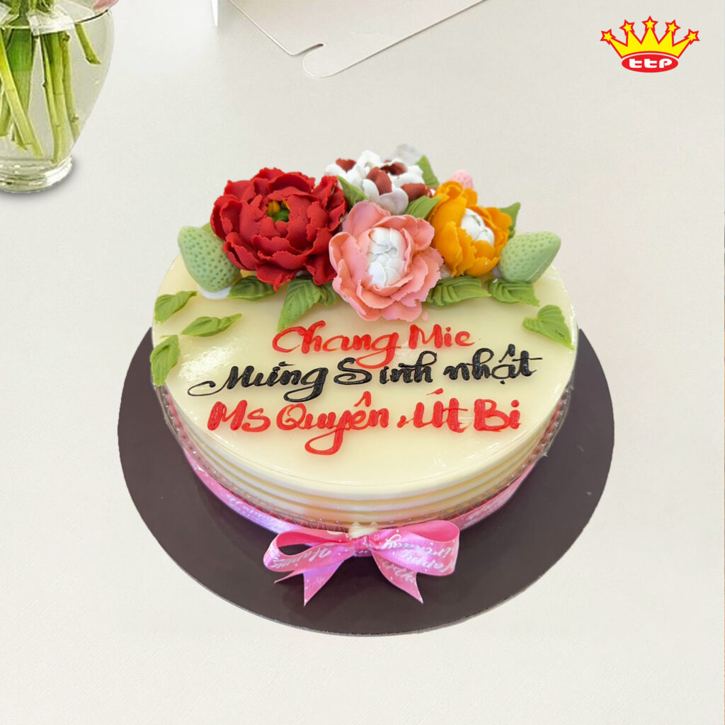 Bánh rau câu sinh nhật trang trí bông - Thiên Thuận Phát Bakery Bình Dương